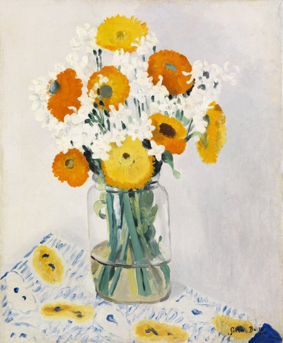 Flores en un jarrón (óleo sobre lienzo) de Simon Albert Bussy
