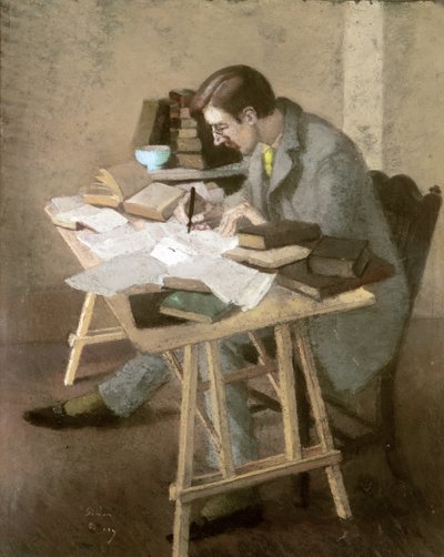 Retrato de Lytton Strachey (pastel sobre papel) de Simon Albert Bussy