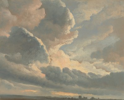Estudio de nubes con un atardecer cerca de Roma de Simon Alexandre Clément Denis