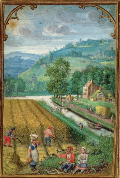 Add 18855 Septiembre: cosecha, arado y siembra, de un Libro de Horas, c.1540 de Simon Bening