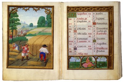 Agosto - Moviendo trigo, atando gavillas de Simon Bening