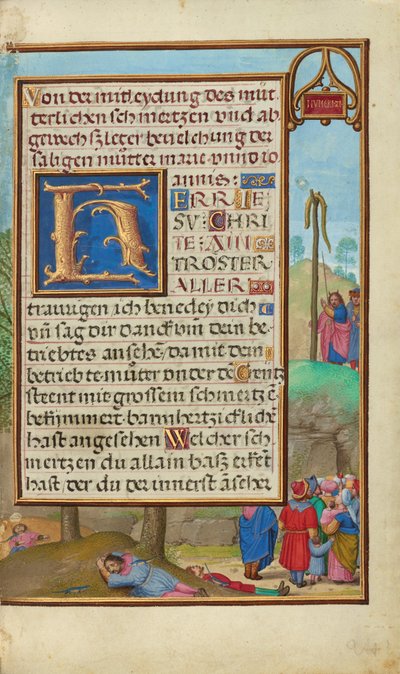 Frontera con Moisés y la serpiente de bronce de Simon Bening