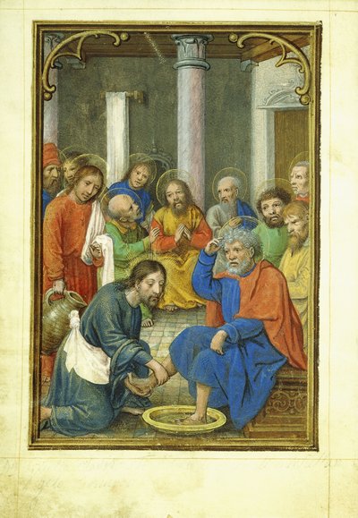 Cristo lavando los pies de Pedro, 1520s de Simon Bening