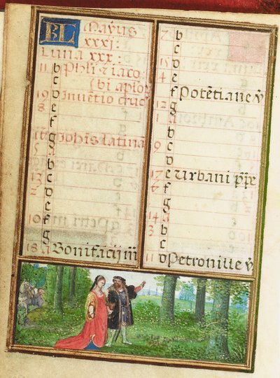 Folio de un libro de horas en miniatura, uso de Roma, Brujas de Simon Bening