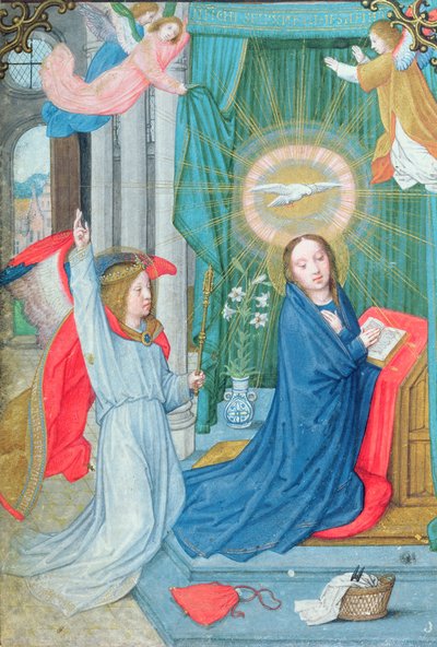 La Anunciación, miniatura del Libro de Horas de Norfolk de Simon Bening