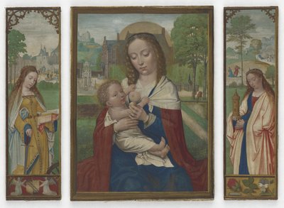 Virgen y Niño; Santas Catalina y Bárbara, c.1520 de Simon Bening