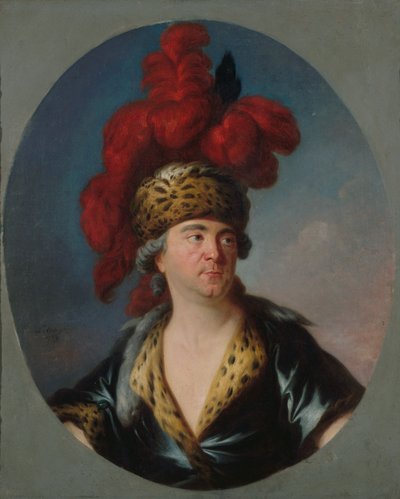 Retrato de Henri-Louis Lekain 1728-1778 como Genghis Khan en la obra..., finales de 1750s de Simon Bernard Lenoir