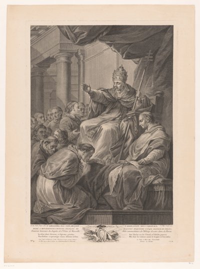 Papa Gregorio rodeado de cardenales de Simon Charles Miger