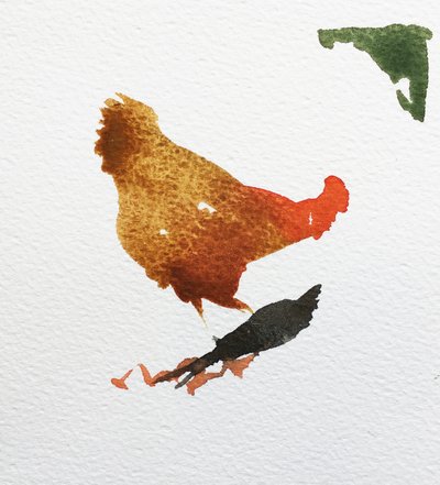 Pollos, 2020 (obra sobre papel) de Simon Fletcher