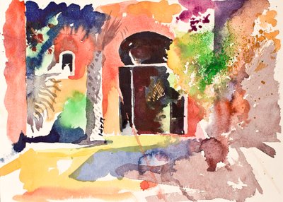 Patio y puerta, 2016 (acuarela) de Simon Fletcher
