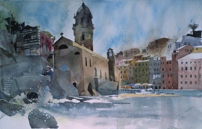 Fernazza, Cinque Terre, 2002 (acuarela sobre papel) de Simon Fletcher