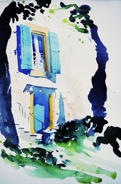 à Fos, 2015 (acuarela) de Simon Fletcher