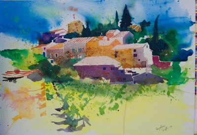 Fouzilhon, 2009 (acuarela) de Simon Fletcher