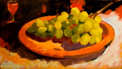 Uvas II, 2016 (óleo sobre cartulina) de Simon Fletcher