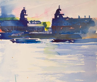 Greenwich desde Isle of Dogs, 2016 (acuarela) de Simon Fletcher