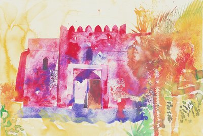 Murallas de Jabreen, Omán, 2005 (acuarela) de Simon Fletcher