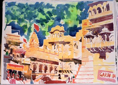 Jaiselmer Red Flag, 2007 (acuarela sobre papel) de Simon Fletcher