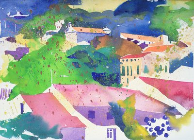 Las uvas de Faugères, 2003 Francia (acuarela) de Simon Fletcher