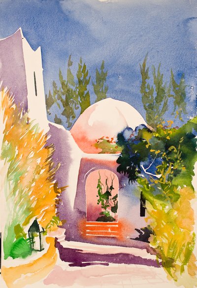 Patio rosa, 2016 (acuarela) de Simon Fletcher