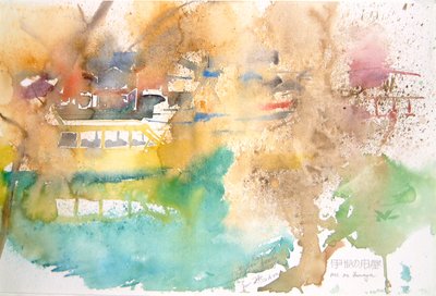 Lluvia y barcos amarillos, 2000 (acuarela) de Simon Fletcher
