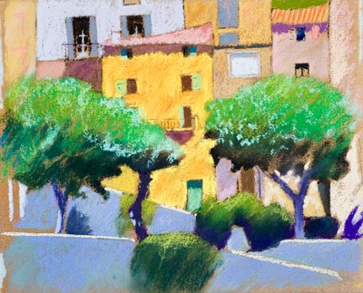 Fachadas Roquebrun (pastel sobre papel) de Simon Fletcher