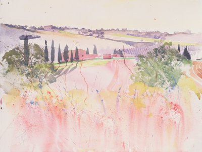 Toscana al sur de Montalcino, 2002 (acuarela) de Simon Fletcher