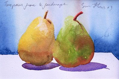 Dos peras del Jardinage, 2003 (acuarela sobre papel) de Simon Fletcher