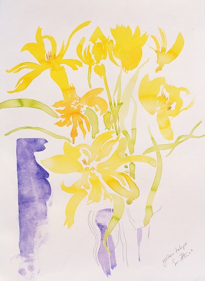 Tulipanes amarillos, 2000 (acuarela) de Simon Fletcher