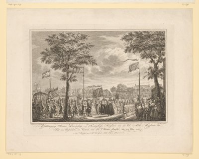 Despedida de Willem V y su esposa en el Buiten Amstel, 1768
Despedida de Sus Altezas Reales y Serenísimas al Honorable Magistrado de la Ciudad de Amsteldam, y salida del Buiten Amstel, el 4 de junio de 1768 (título en el objeto)
Imagen de Simon Fokke
