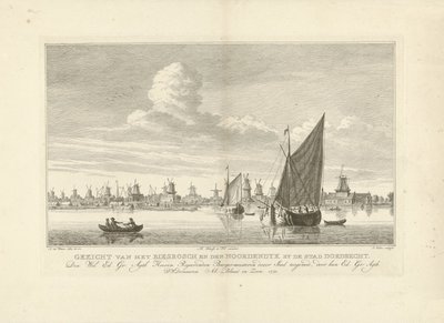Vista de Biesbosch y Noordendijk cerca de Dordrecht Vista de Biesbosch y den Noordendyk por la ciudad de Dordrecht (título sobre objeto) de Simon Fokke
