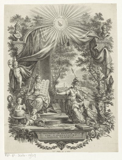 Minerva recibe a un joven de Simon Fokke