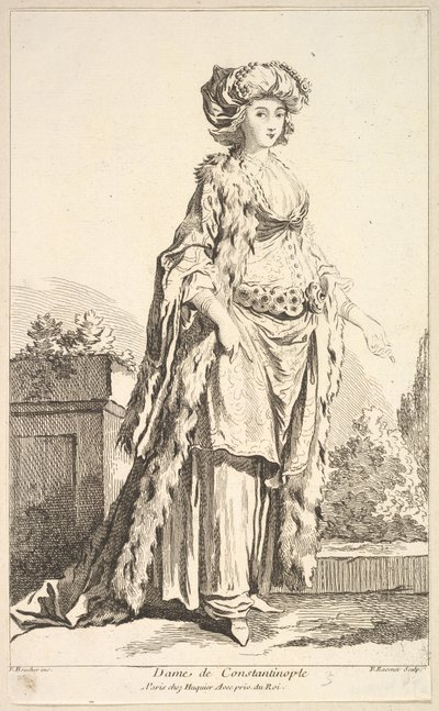 Dama de Constantinopla, de Recueil de diverses fig.res étrangères Inventées par ..., siglo XVIII de Simon Francois Ravenet