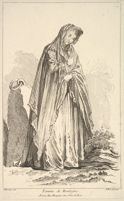 Femme de Boulogne, del Recueil de diverses figures extranjeras inventadas por F. Bo..., siglo XVIII de Simon Francois Ravenet