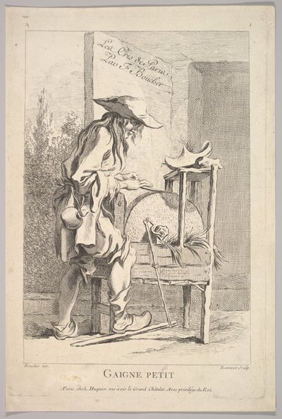 Portada: Gaigne Petit, de Le Cris de Paris, placa 1, siglo XVIII de Simon Francois Ravenet