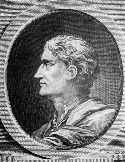 Retrato de Isaac Newton (1642-1727), físico y matemático inglés, grabado de Simon Francois Ravenet (1706-1774) de Simon Francois Ravenet