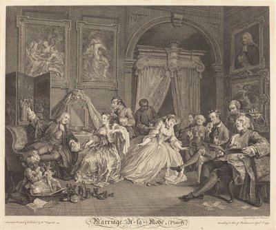 El Matrimonio a la Moda: pl.4 de Simon Francois Ravenet I after William Hogarth