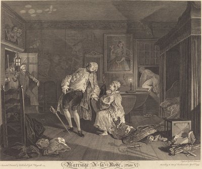 Matrimonio a la moda: pl.5 de Simon Francois Ravenet I after William Hogarth