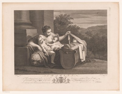 caridad Caridad (título sobre el objeto) Pinturas del siglo XVII de la colección Devonshire (título de la serie) de Simon François Ravenet (le vieux)