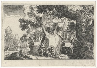 Boslandschap conoció a Hagar en Ismaël Paisaje Zuid-Europeo (título de la serie) Topografía de varias regiones (título de la serie) de Simon Frisius