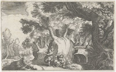 Boslandschap conoció a Hagar en Ismaël Paisaje Zuid-Europeo (título de la serie) Topografía de varias regiones (título de la serie) de Simon Frisius