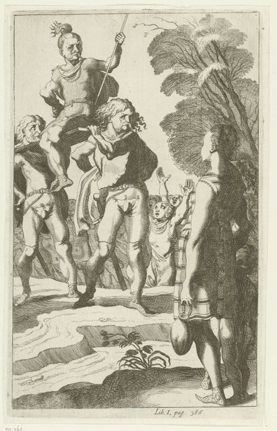 Brinio erigido sobre un escudo de Simon Frisius