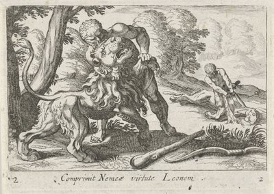 Hércules luchando contra el león de Nemea de Simon Frisius