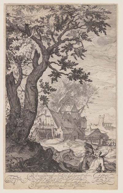 Paisaje con granja de Simon Frisius