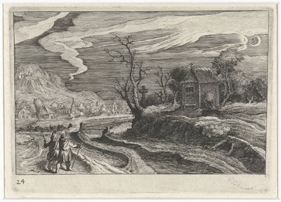 paisaje de noche Paisajes del sur de Europa (título de la serie) Topographia variarum regionum (título de la serie) de Simon Frisius