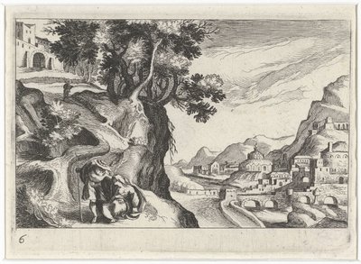 Landschap conoció a Juda en Tamar Paisaje Zuid-Europeo (título de la serie) Topografía de varias regiones (título de la serie) de Simon Frisius