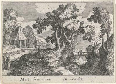 Paisaje con un árbol de Simon Frisius