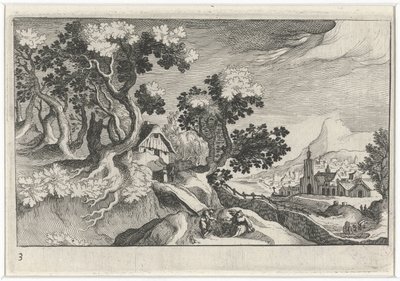 Paisaje con algunos edificios de Simon Frisius