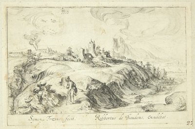 Paisaje con Hombre y Mujer de Simon Frisius