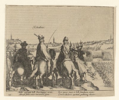Matthias y el príncipe de Orange pasan revista al ejército de los Estados, 1578 de Simon Frisius