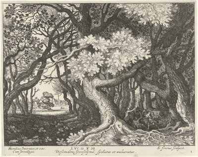 Robo de un hombre en un bosque Parábola del Buen Samaritano (título de la serie) de Simon Frisius